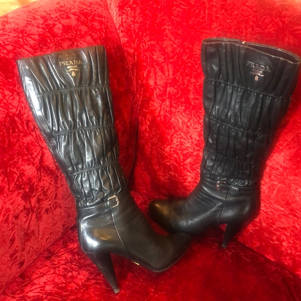 Prada Black Leather Women's Boots